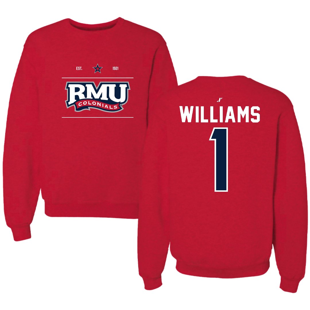 Robert Morris University Basketball Red General Crewneck - #1 Justice Williams