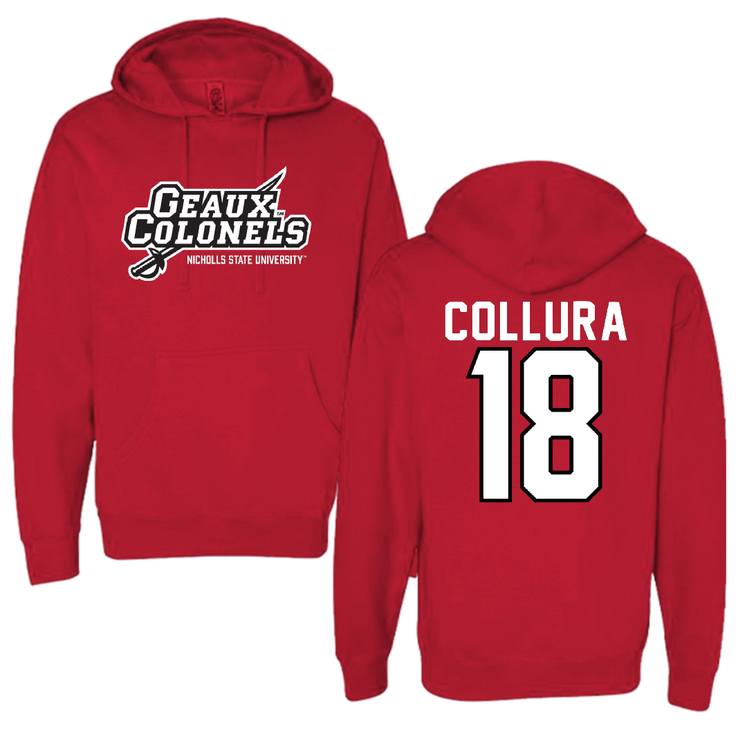 Nicholls State University Baseball Red General Hoodie - #18 Jaden Collura