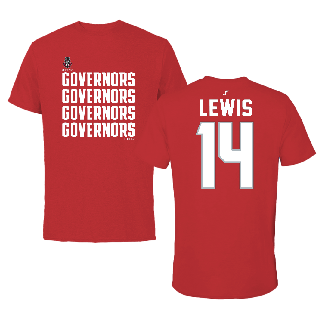 Austin Peay State University Football Red General Tee - #14 Christian Lewis