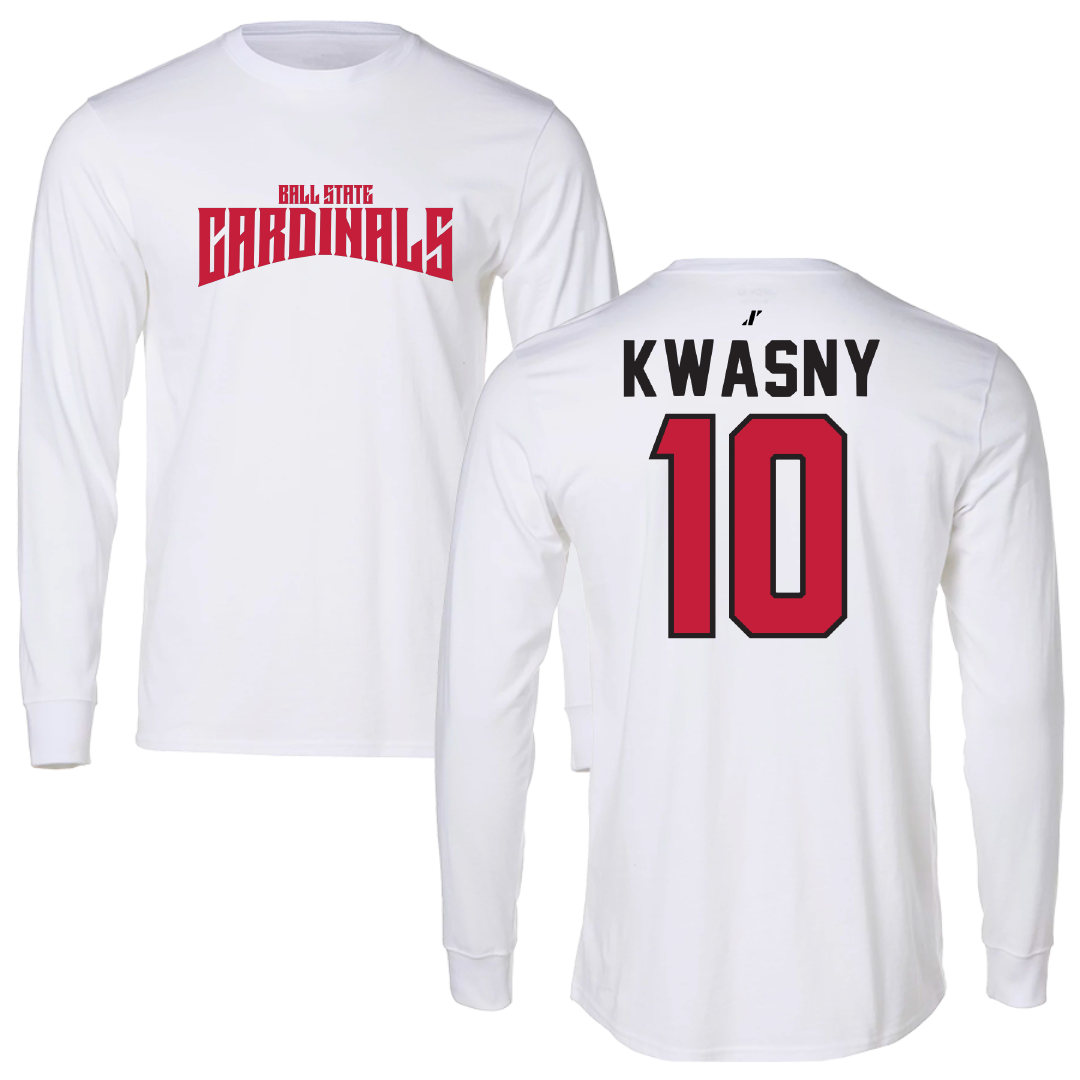 Ball State University Baseball White Classic Long Sleeve - #10 Zach Kwasny