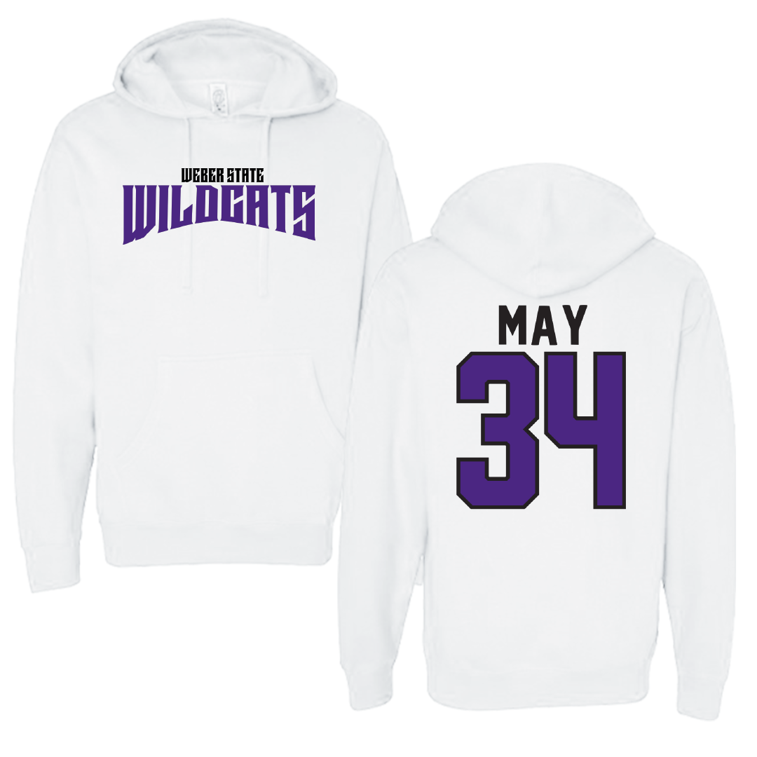 Weber State University Football White Classic Hoodie - #34 Colter May