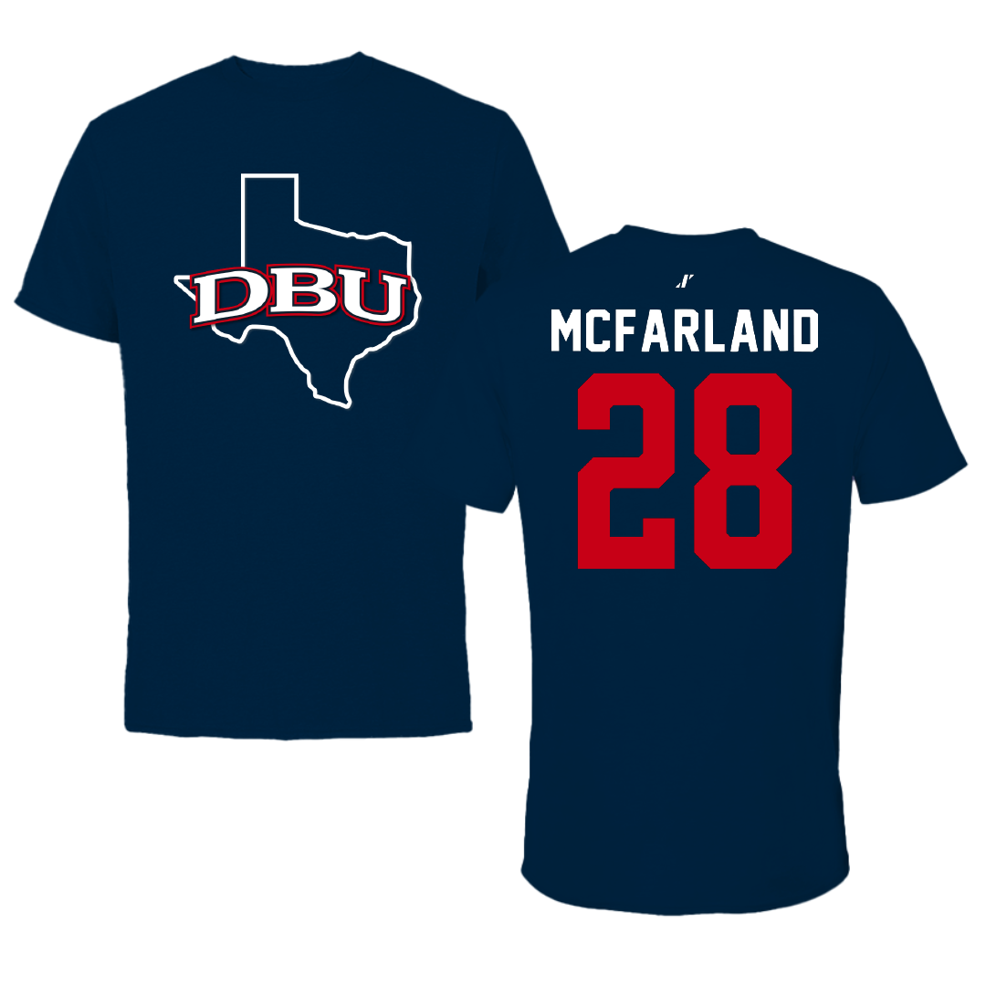 Dallas Baptist University Soccer Navy State Performance Tee - #28 Riley McFarland