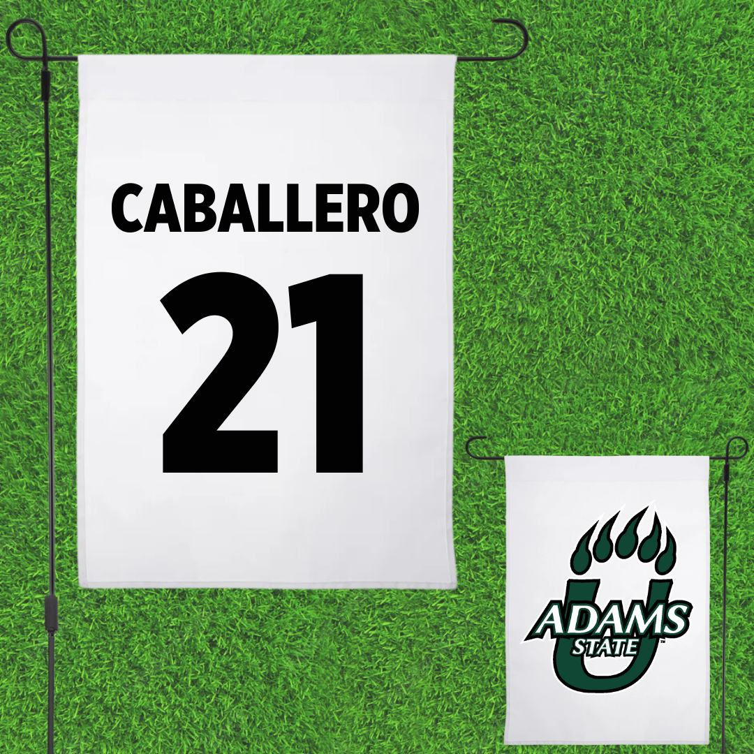 Adams State University Soccer White Garden Flag - #21 Karlee Caballero