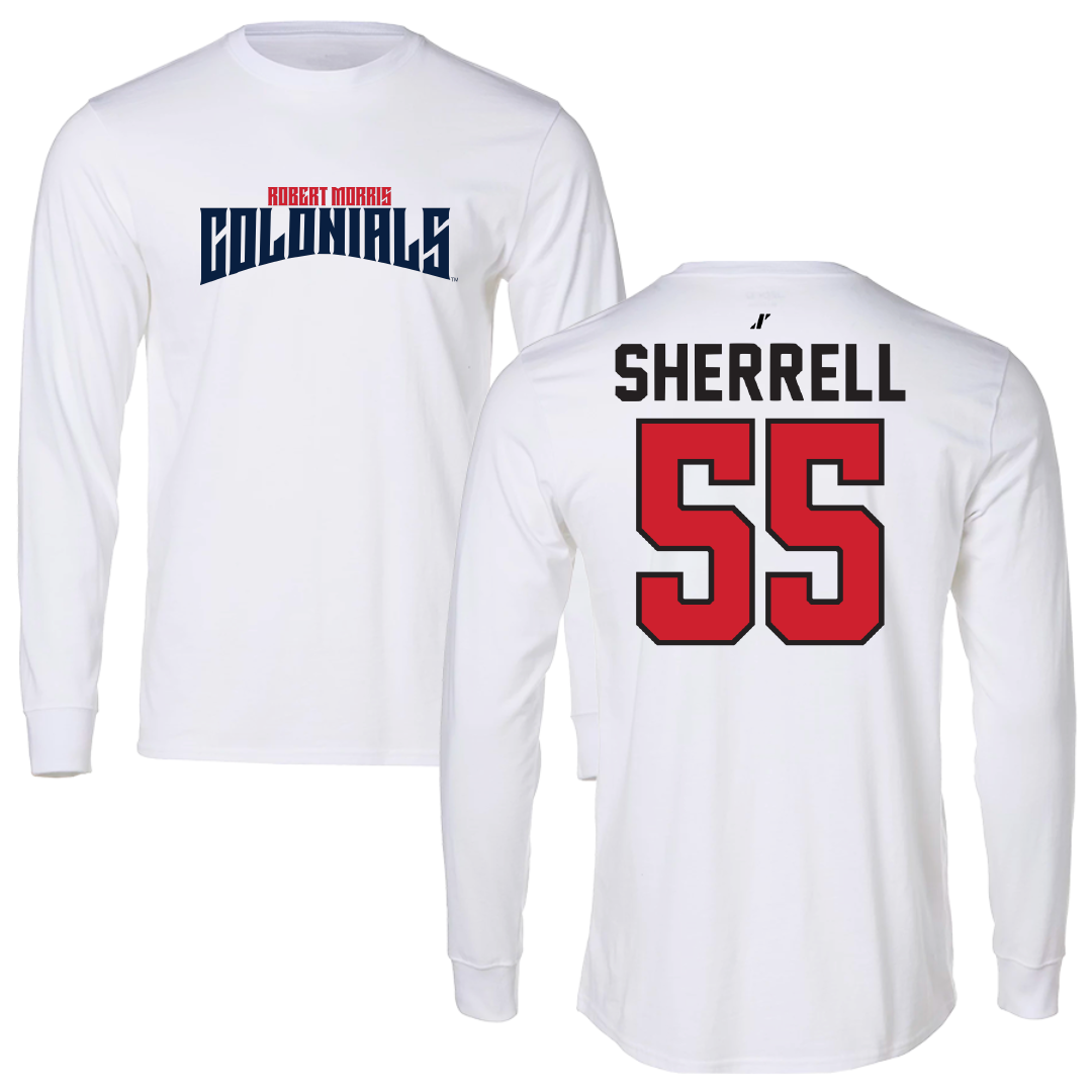 Robert Morris University Football White Classic Performance Long Sleeve - #55 Tayvon Sherrell