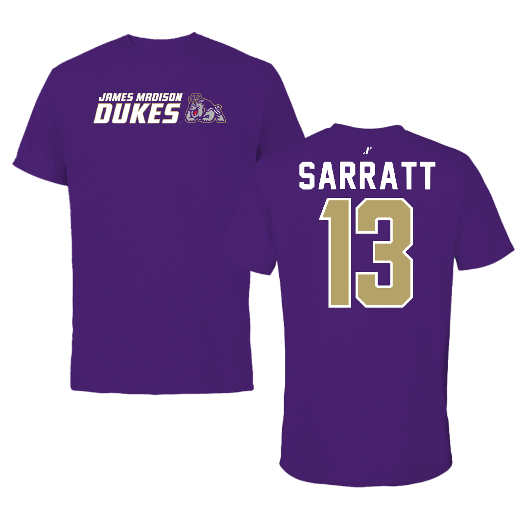 James Madison University Football Purple General Tee - #13 Elijah Sarratt