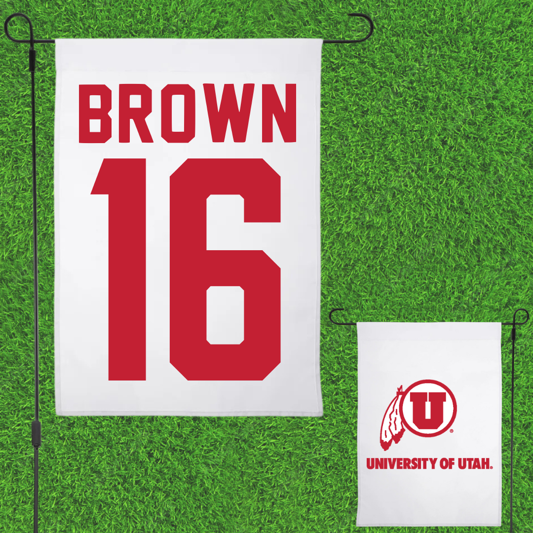 University of Utah Soccer White Garden Flag - #16 Courtney Brown