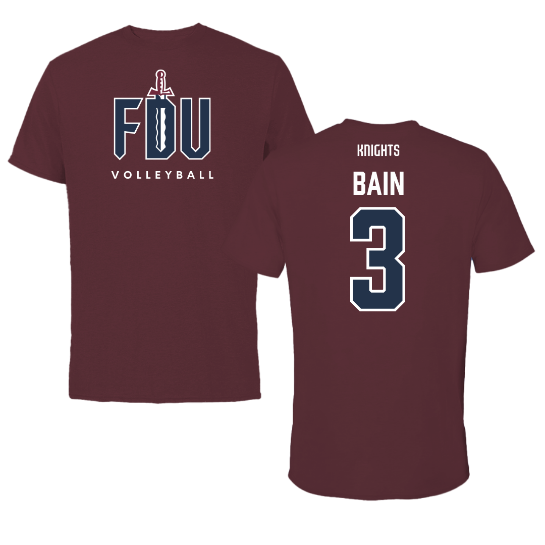 Fairleigh Dickinson University-Metropolitan Campus Volleyball Maroon Tee - #3 Avery Bain