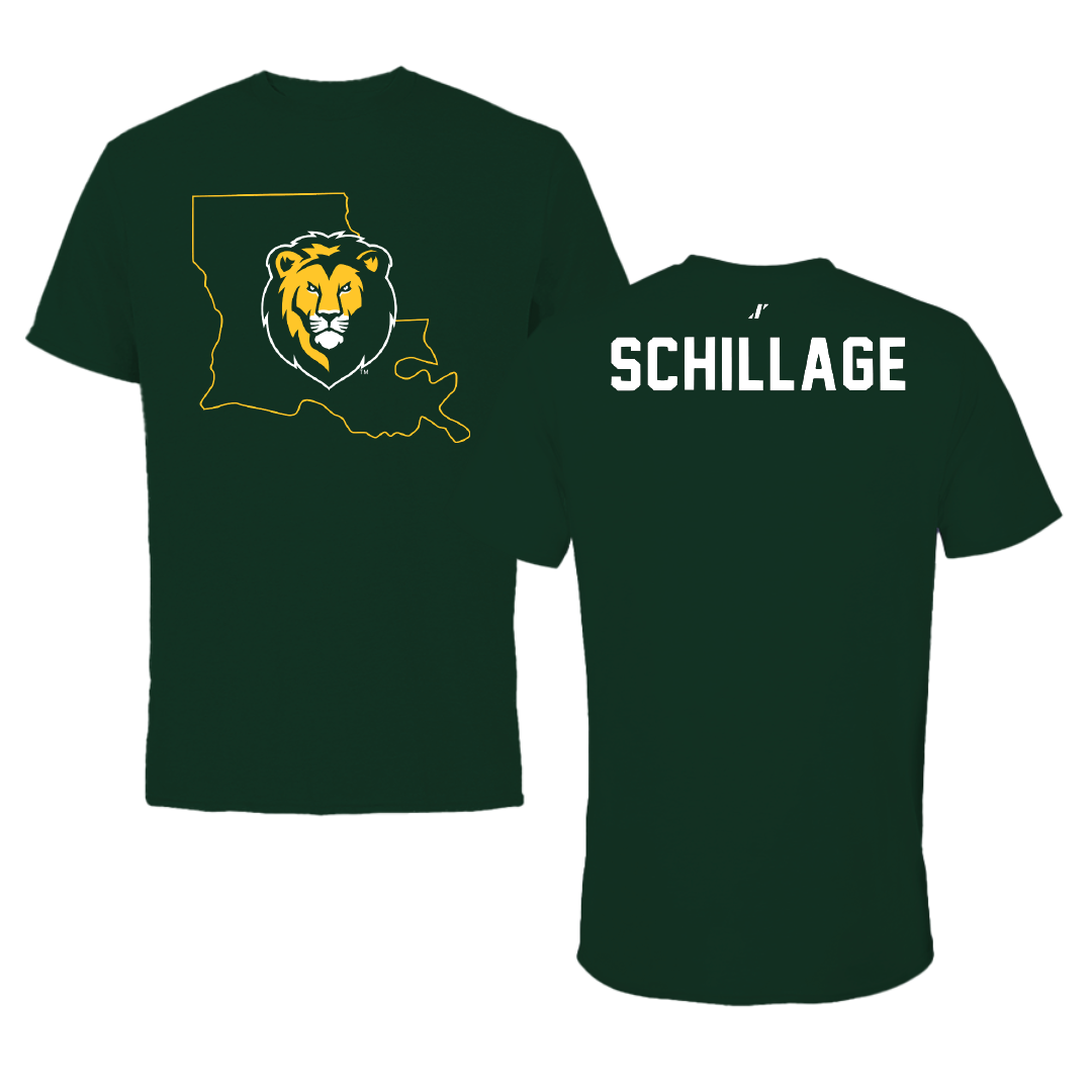 Southeastern Louisiana University TF and XC Forest Green State Tee - Landen Schillage