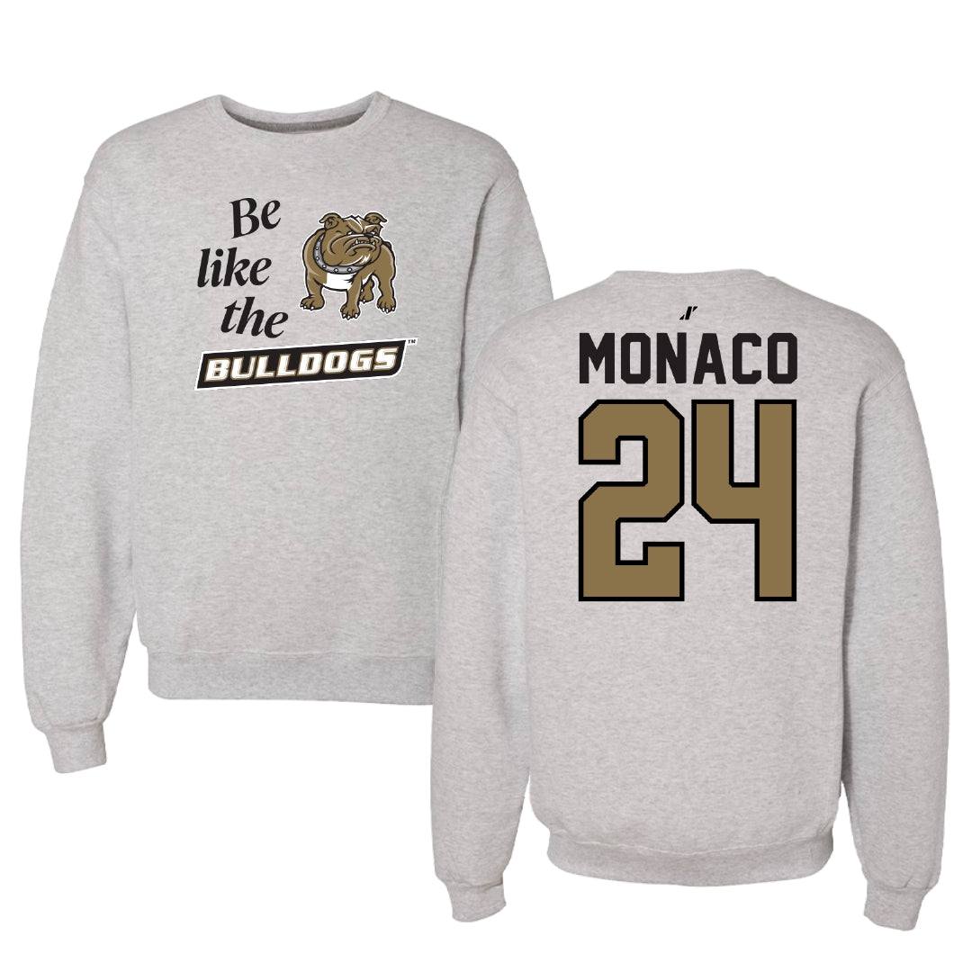 Bryant University Lacrosse Light Gray Be Like Us Crewneck - #24 AJ Monaco