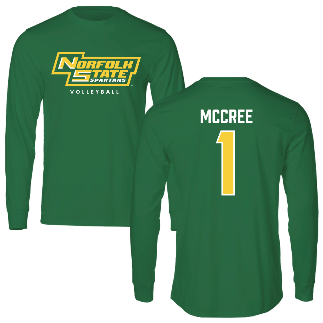 Norfolk State University Volleyball Kelly Green Performance Long Sleeve - #1 Sydney McCree