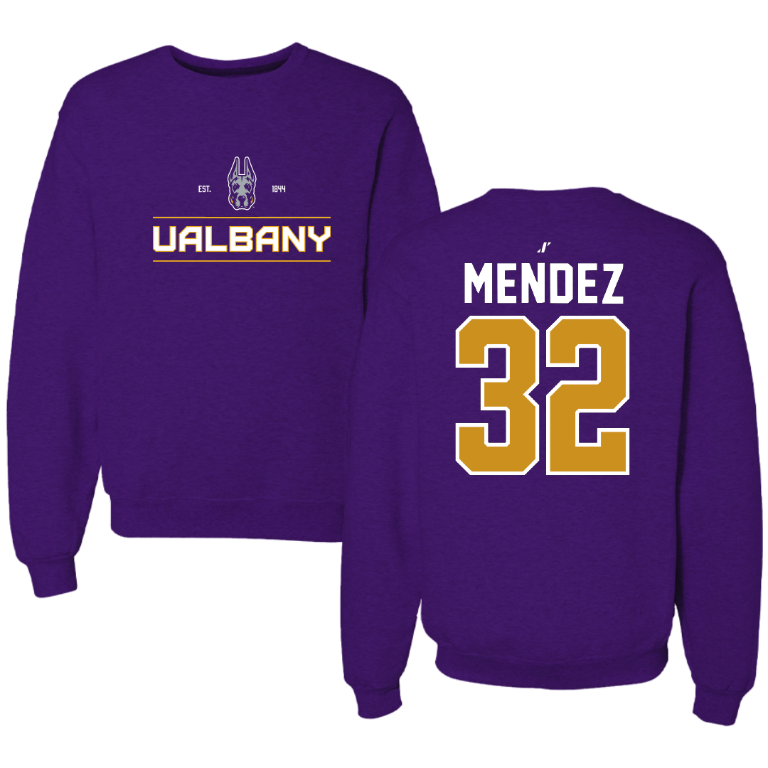 University at Albany Softball Purple General Crewneck - #32 Natasha Mendez