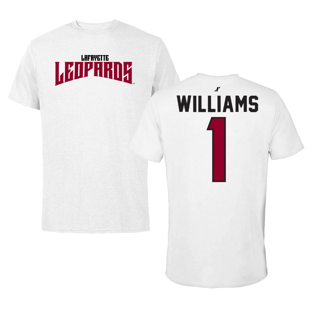 Lafayette College Basketball White Classic Performance Tee - #1 Caleb Williams