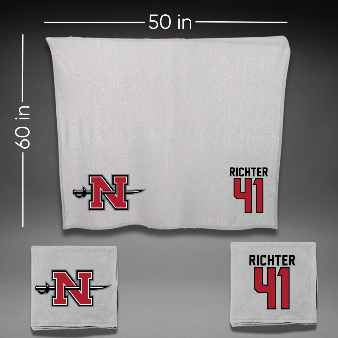 Nicholls State University Baseball Gray Blanket - #41 Chase Richter
