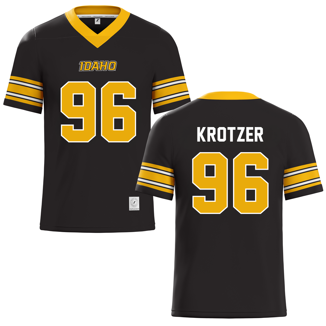 University of Idaho Black Football Jersey - #96 Zach Krotzer