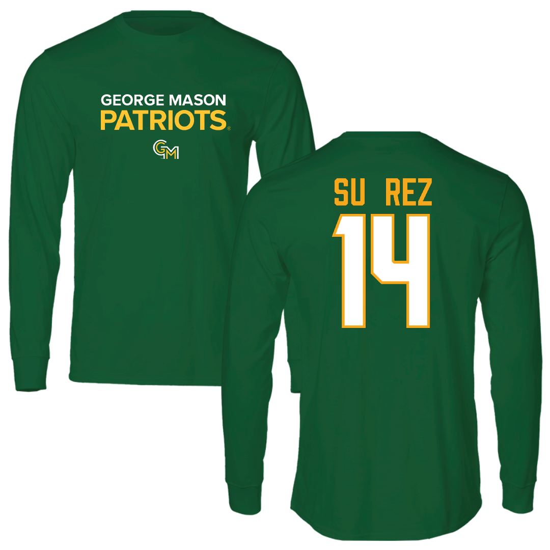George Mason University Basketball Green Performance Long Sleeve - #14 Paula Suárez