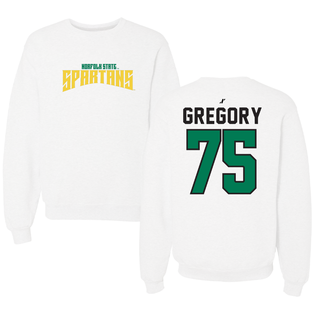 Norfolk State University Football White Classic Crewneck - #75 Evan Gregory