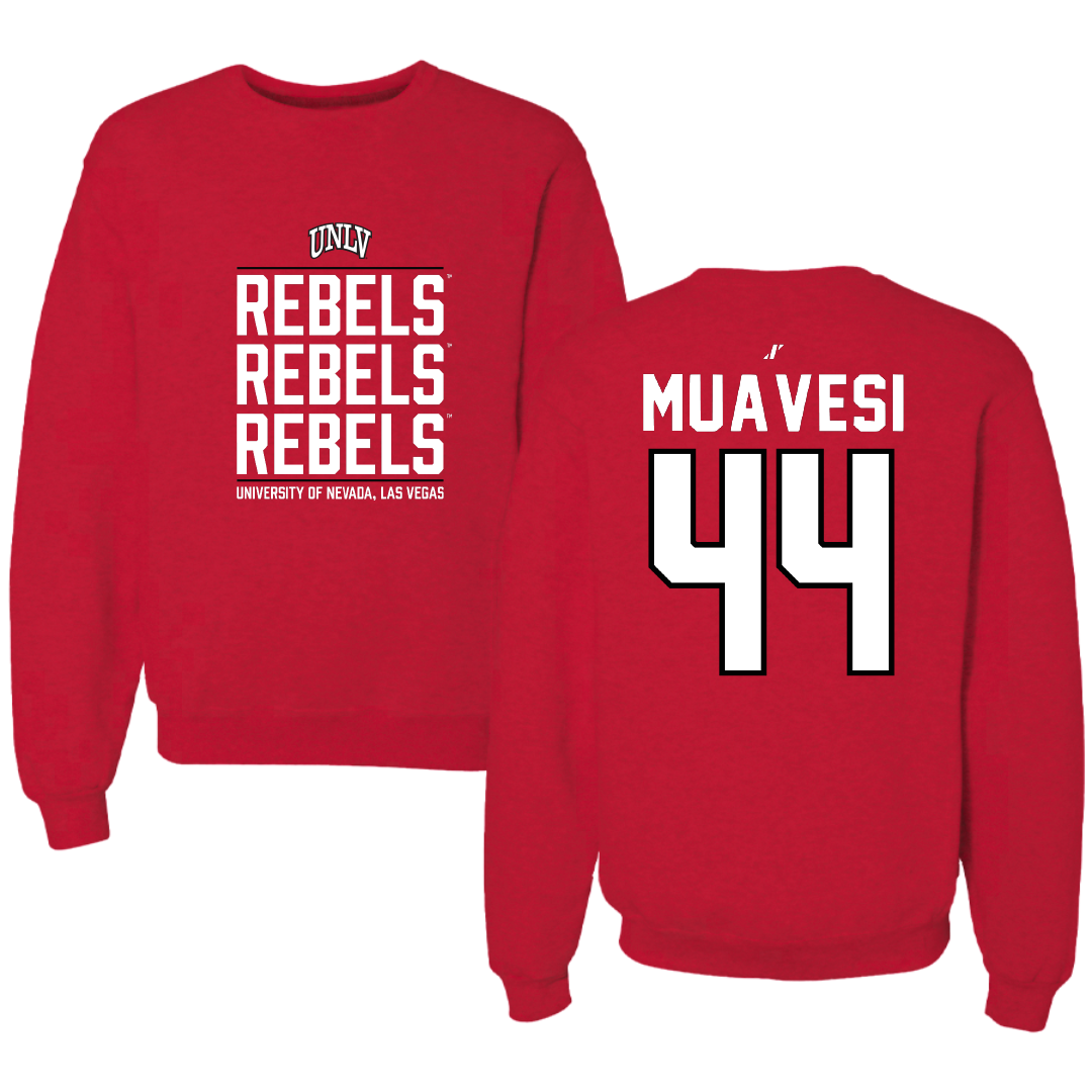 University of Nevada-Las Vegas Football Red General Crewneck - #44 Waisale Muavesi