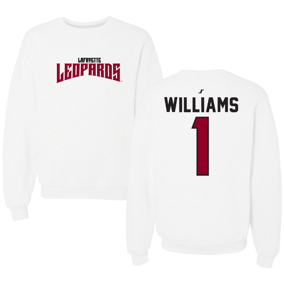 Lafayette College Basketball White Classic Crewneck - #1 Caleb Williams
