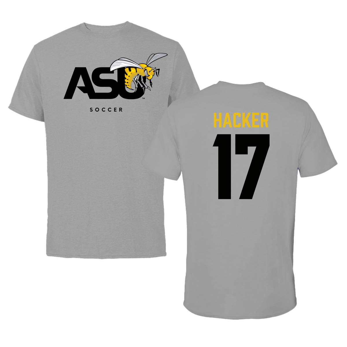 Alabama State University Soccer Dark Gray Tee - #17 McKinley Hacker