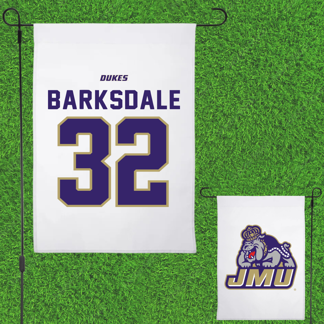 James Madison University Football White Garden Flag - #32 DJ Barksdale