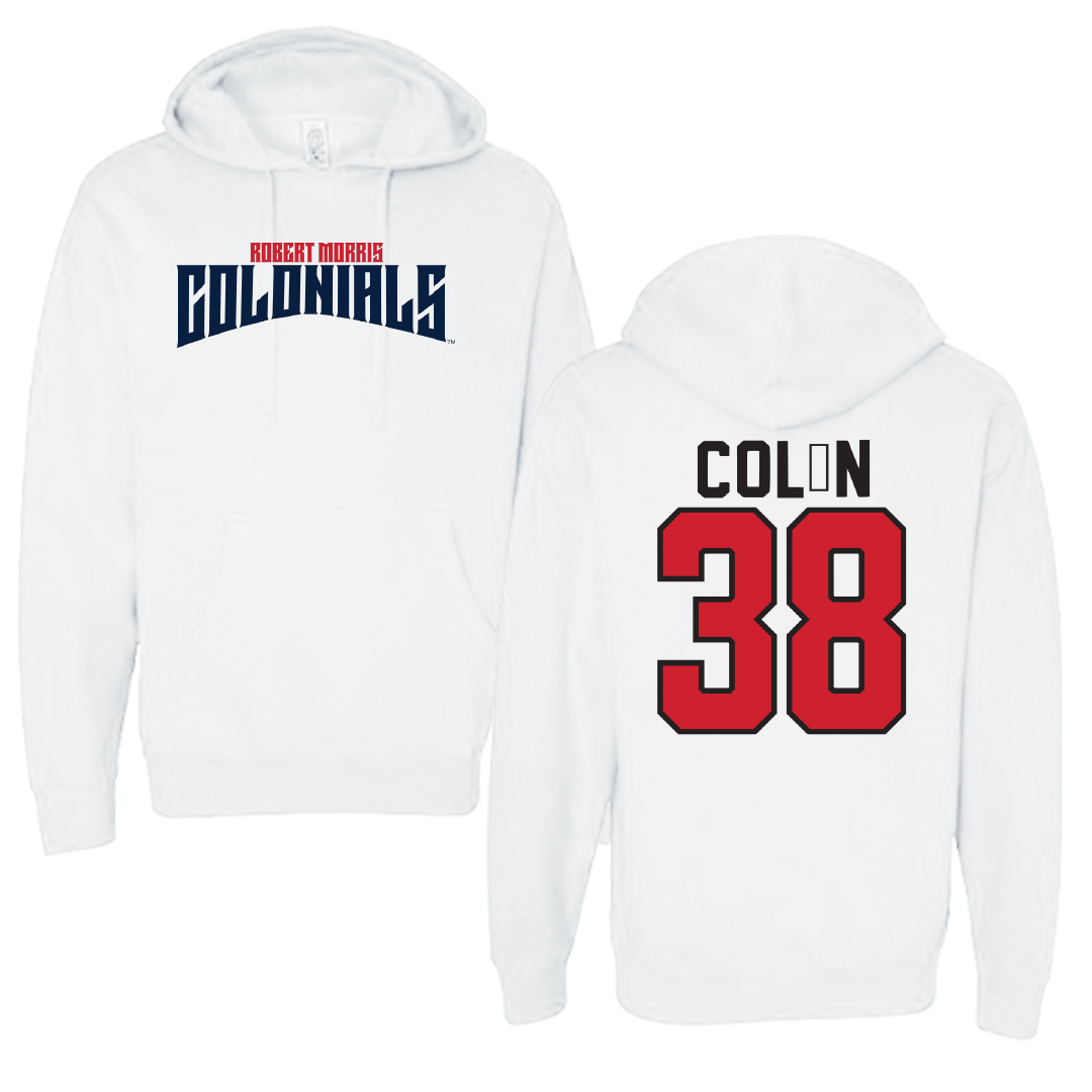 Robert Morris University Lacrosse White Classic Hoodie - #38 Sam Colón