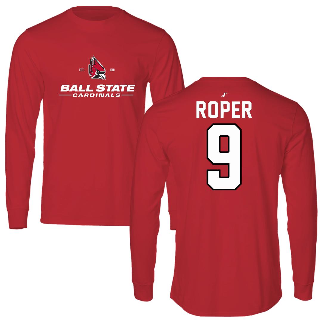 Ball State University Soccer Red General Long Sleeve - #9 Emily Roper
