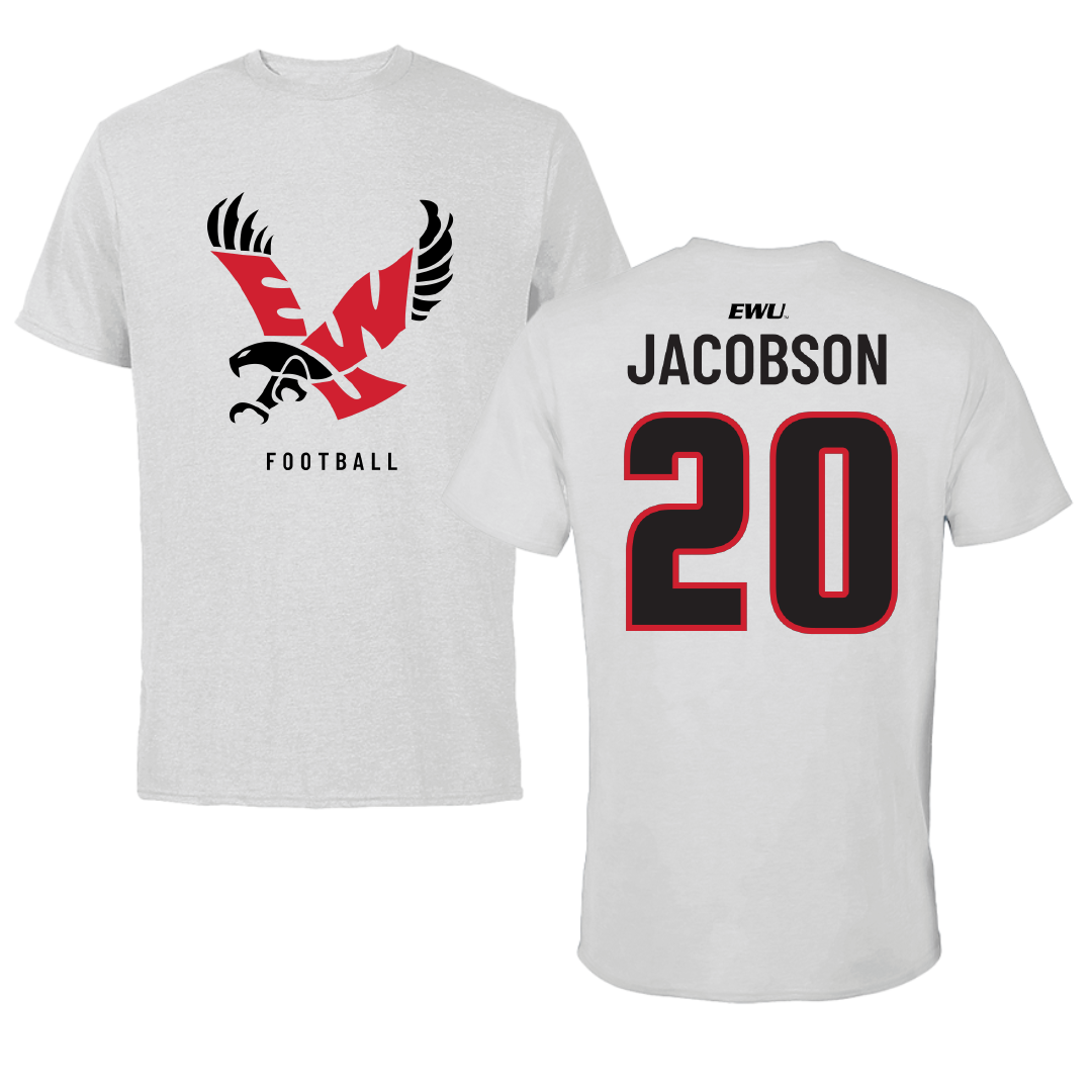 Eastern Washington University Football Light Gray Tee - #20 Tyson Jacobson