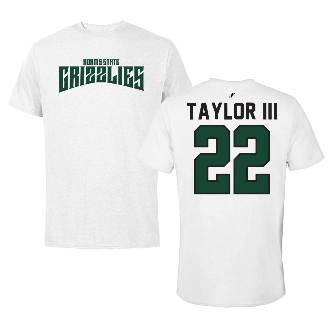 Adams State University Football White Classic Tee - #22 Dervin Taylor III