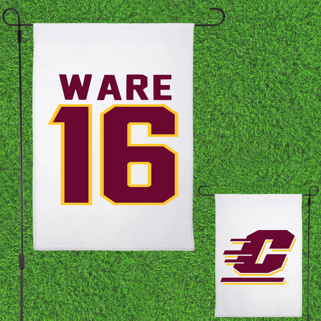 Central Michigan University Football White Garden Flag - #16 Kyren Ware