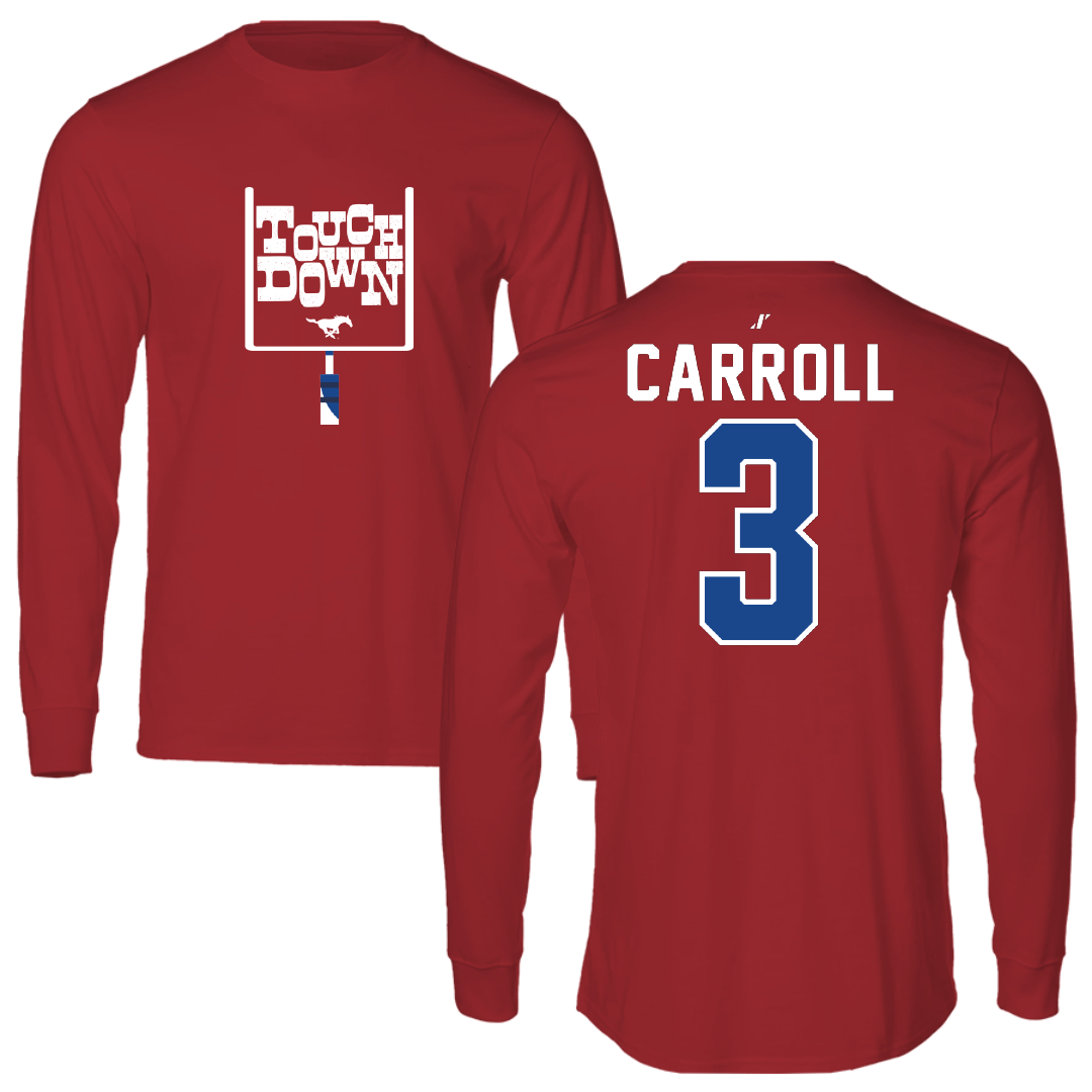 Southern Methodist University Football Canvas Red Touchdown Long Sleeve - #3 Jamarion Carroll