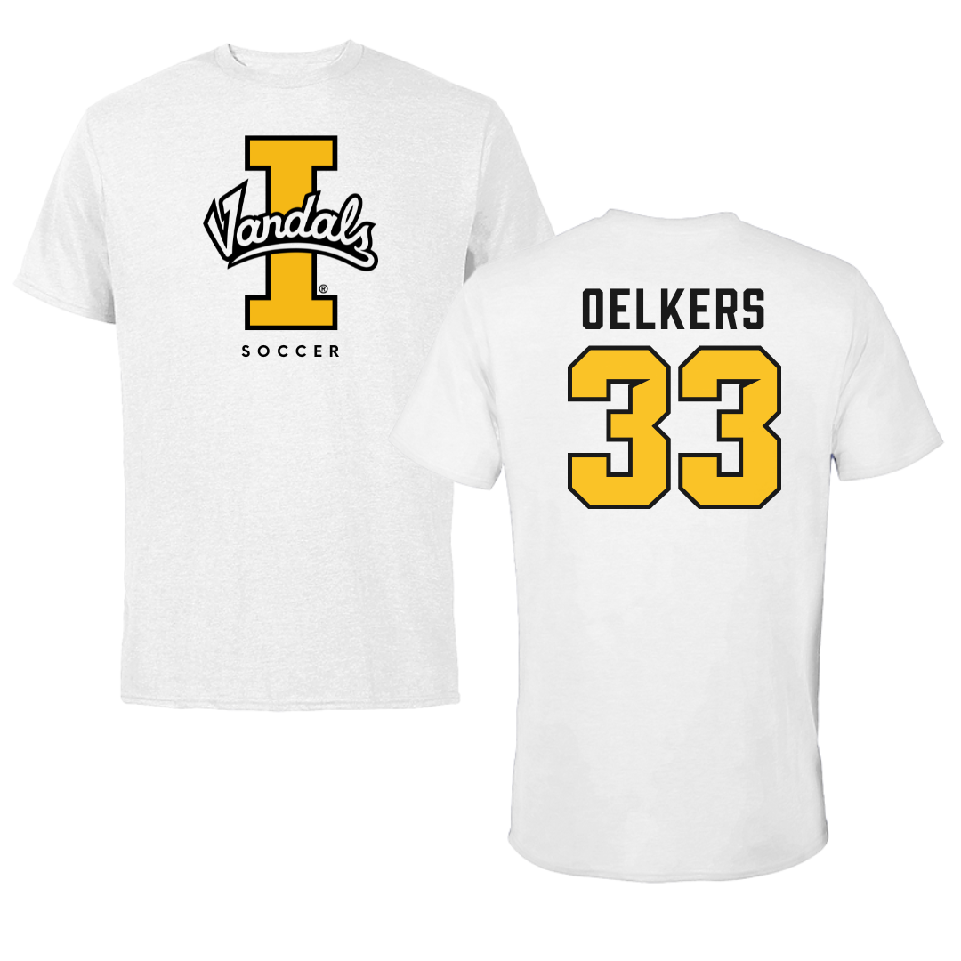 University of Idaho Soccer White Vandals Performance Tee - #33 Payton Oelkers