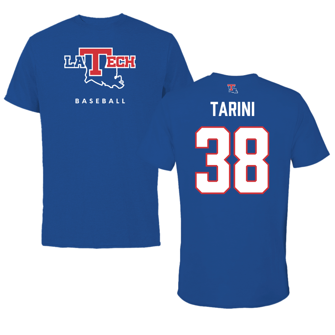 Louisiana Tech University Baseball True Royal Performance Tee - #38 Reece Tarini