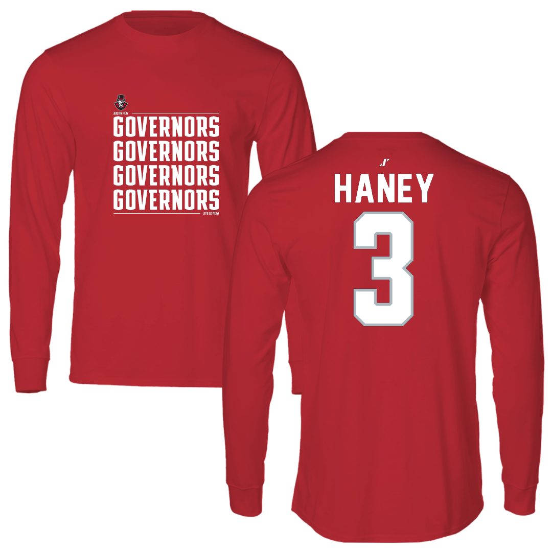 Austin Peay State University Basketball Red General Long Sleeve - #3 Isaac Haney