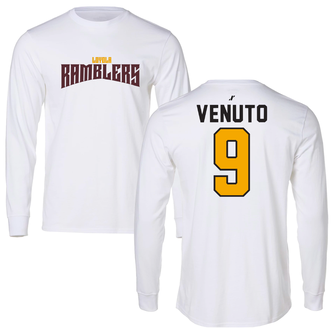 Loyola University-Chicago Volleyball White Classic Performance Long Sleeve - #9 Taylor Venuto