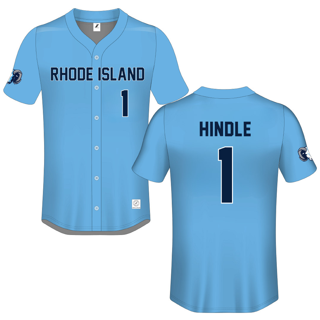 University of Rhode Island Blue Button-Down Jersey - #1 Will Hindle
