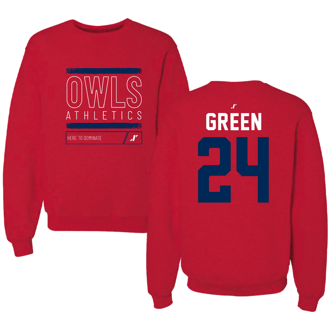 Florida Atlantic University Softball Red Dominate Crewneck - #24 Hannah Green