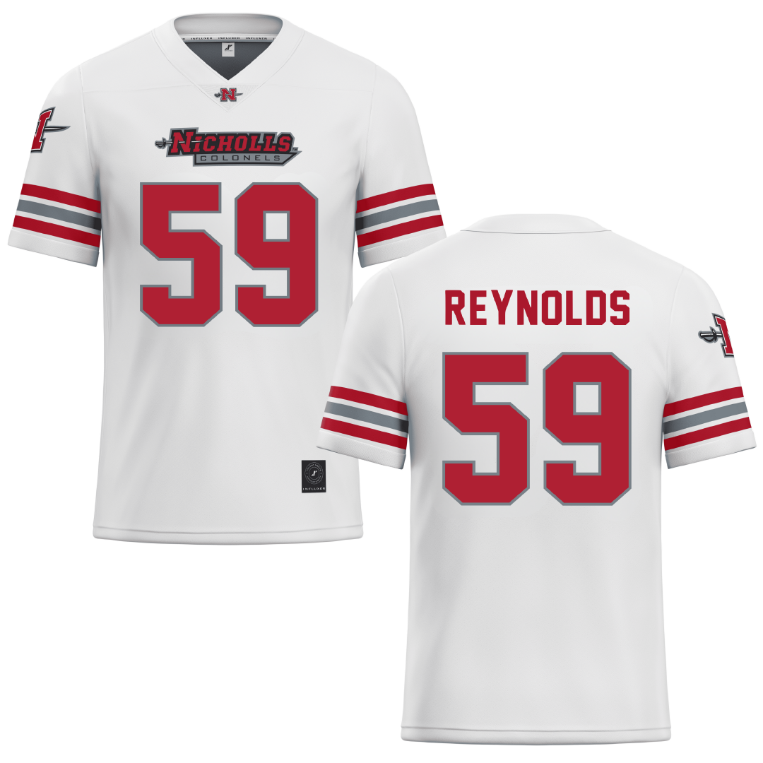 Nicholls State University White Football Jersey - #59 Ethan Reynolds