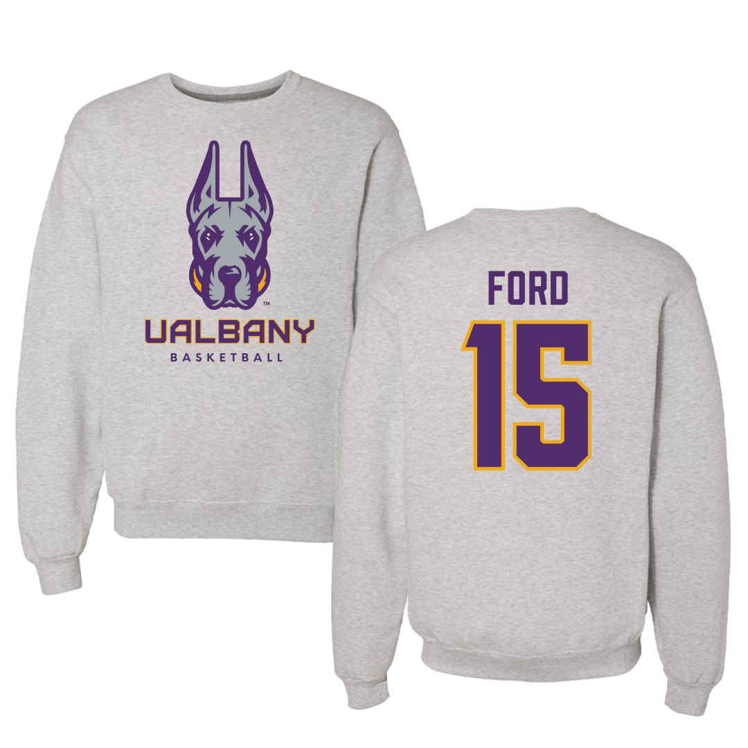 University at Albany Basketball Gray Crewneck - #15 Hailee Ford