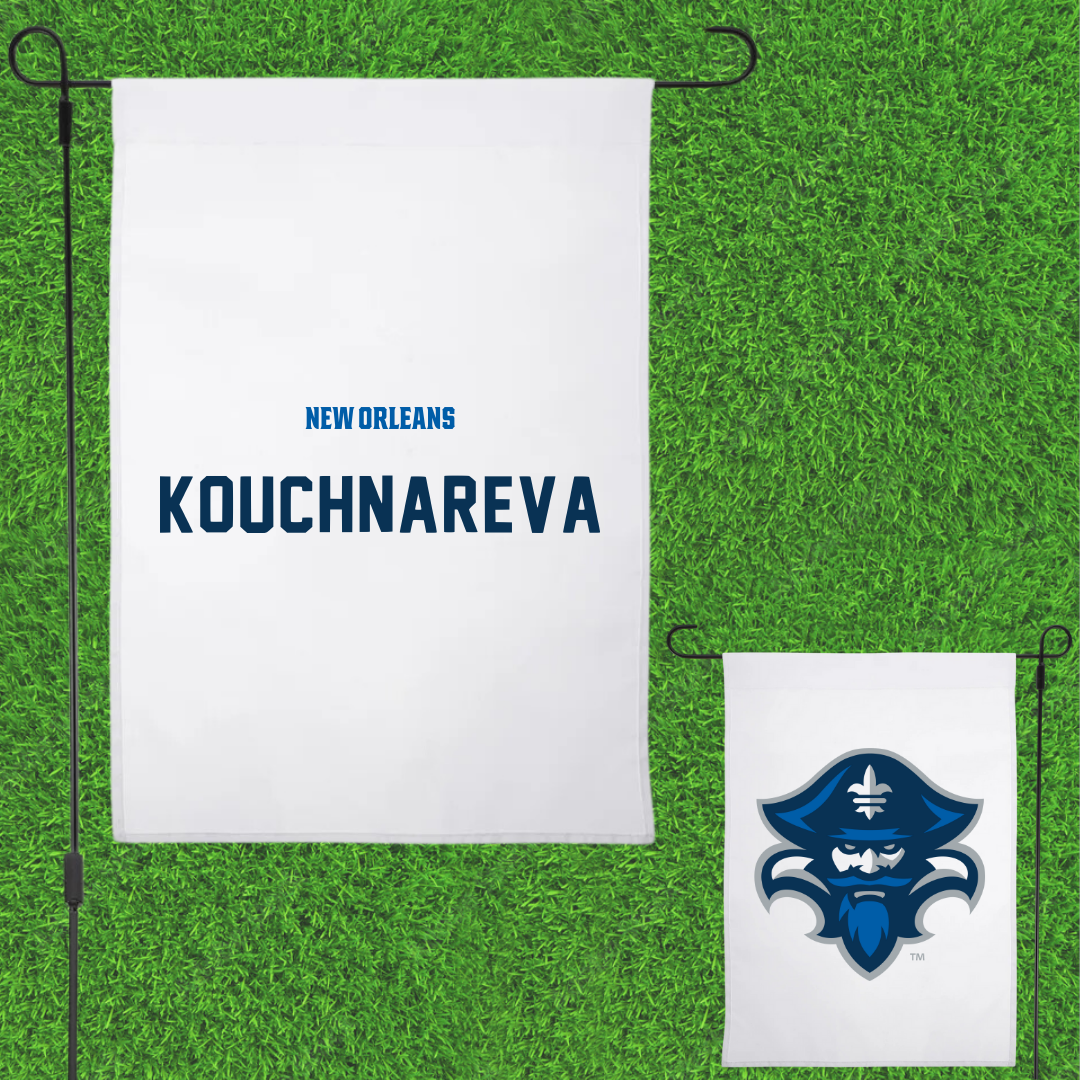 University of New Orleans Tennis White Garden Flag - Anastassia Kouchnareva