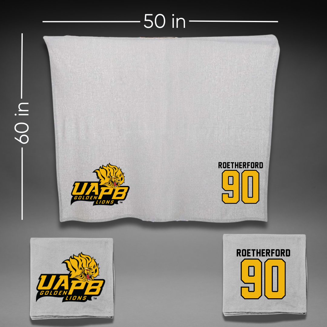 University of Arkansas-Pine Bluff Football Gray Blanket - #90 Cameron Roetherford
