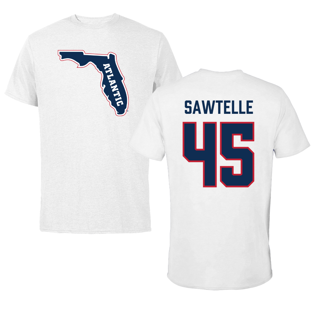 Florida Atlantic University Football White Performance Tee - #45 Makai Sawtelle