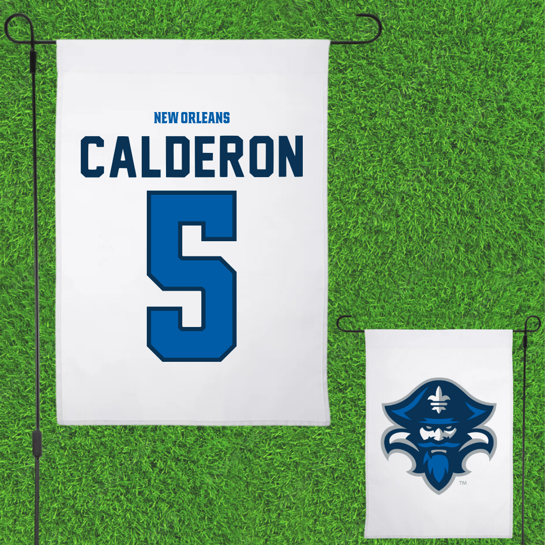 University of New Orleans Basketball White Garden Flag - #5 Alexis Calderon
