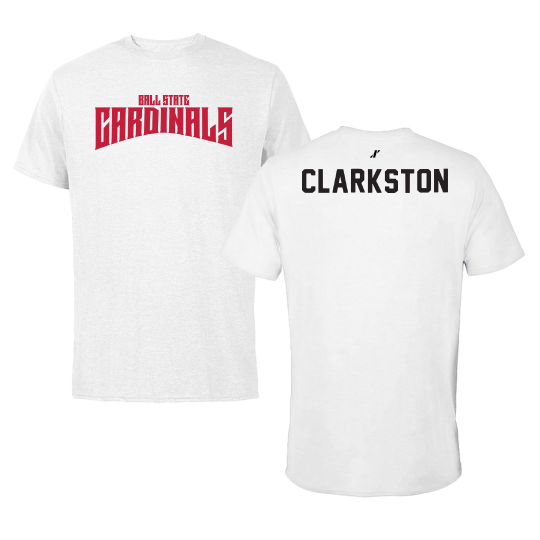 Ball State University Swimming & Diving White Classic Tee - Benjamin Clarkston