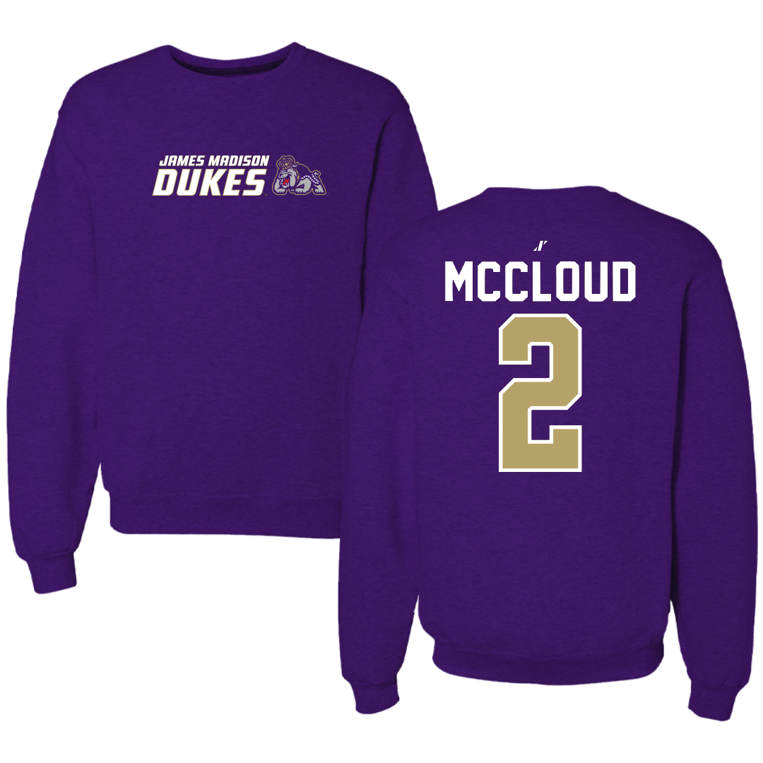 James Madison University Football Purple General Crewneck - #2 Jordan McCloud