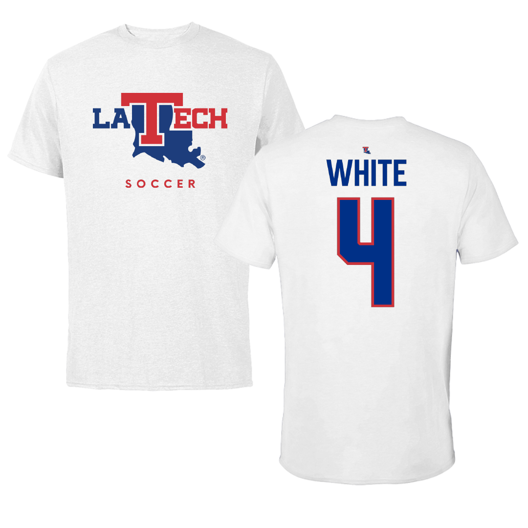 Louisiana Tech University Soccer White Tee - #4 Ella White