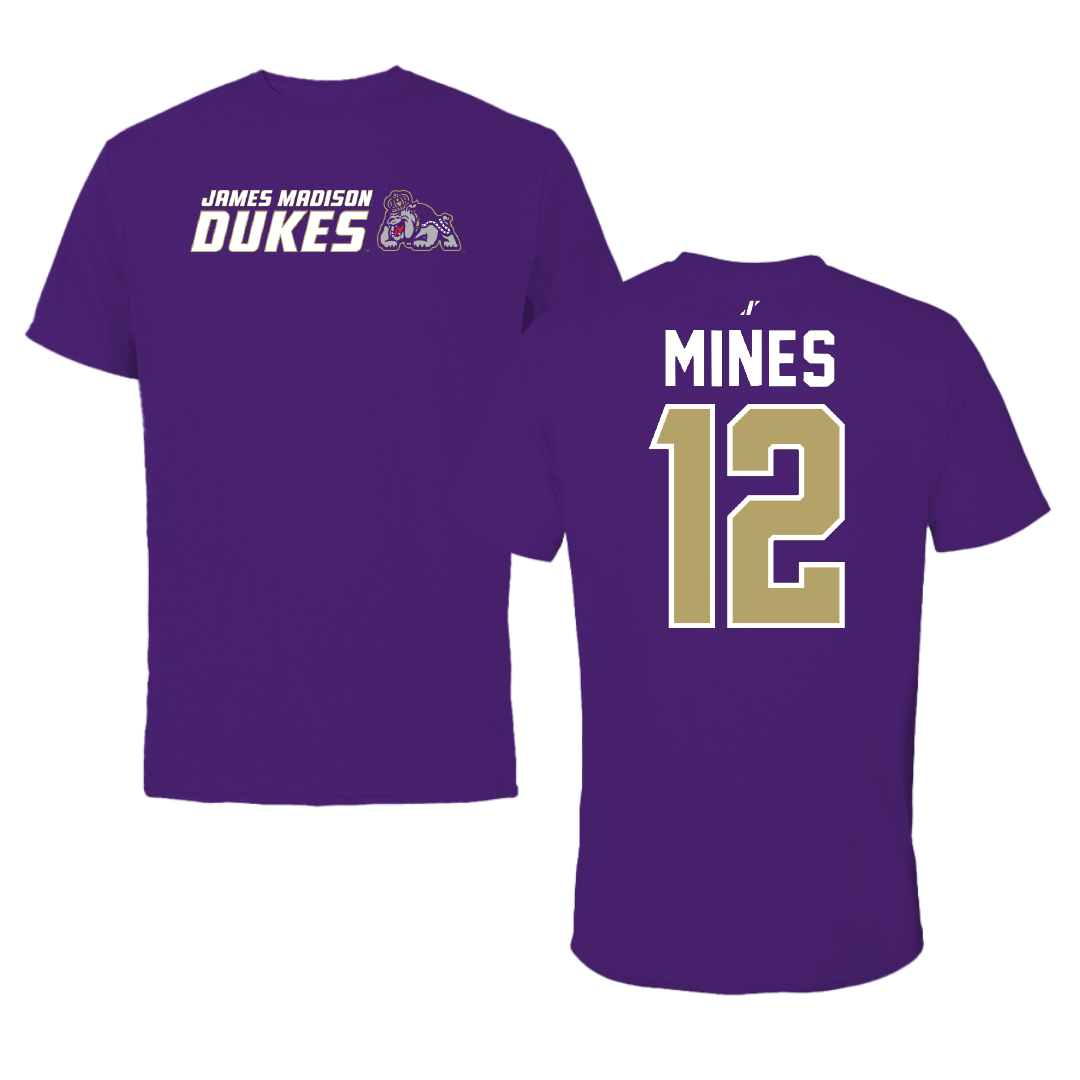 James Madison University Football Purple General Tee - #12 Jayden Mines