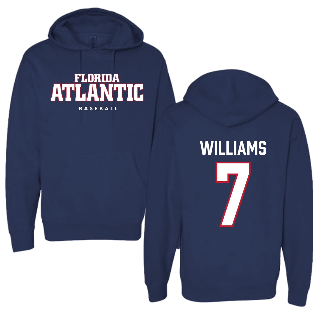 Florida Atlantic University Baseball Navy Block Hoodie - #7 CJ Williams