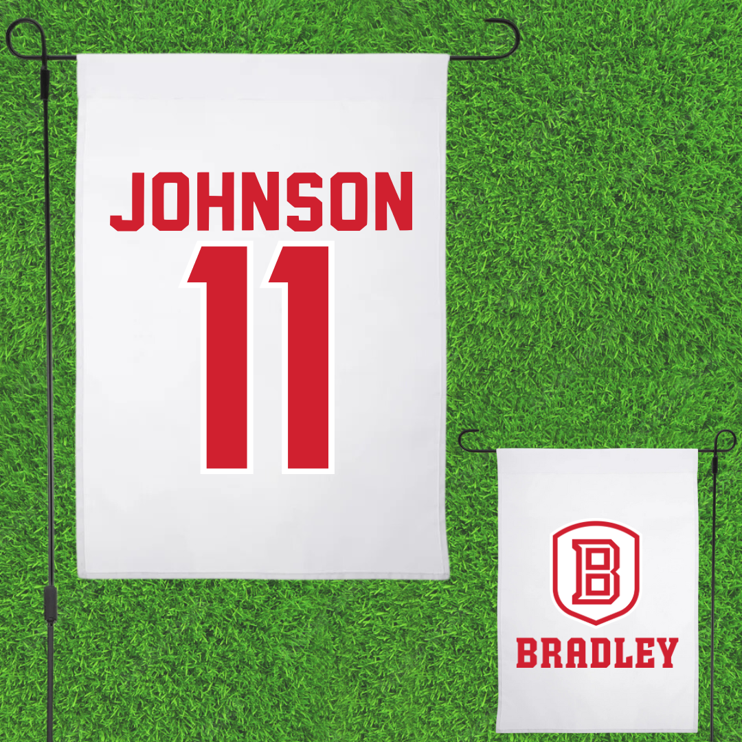 Bradley University Volleyball White Garden Flag - #11 Abby Johnson