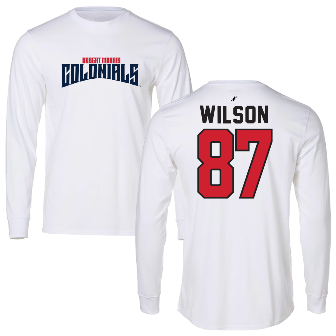 Robert Morris University Football White Classic Long Sleeve - #87 Trevor Wilson