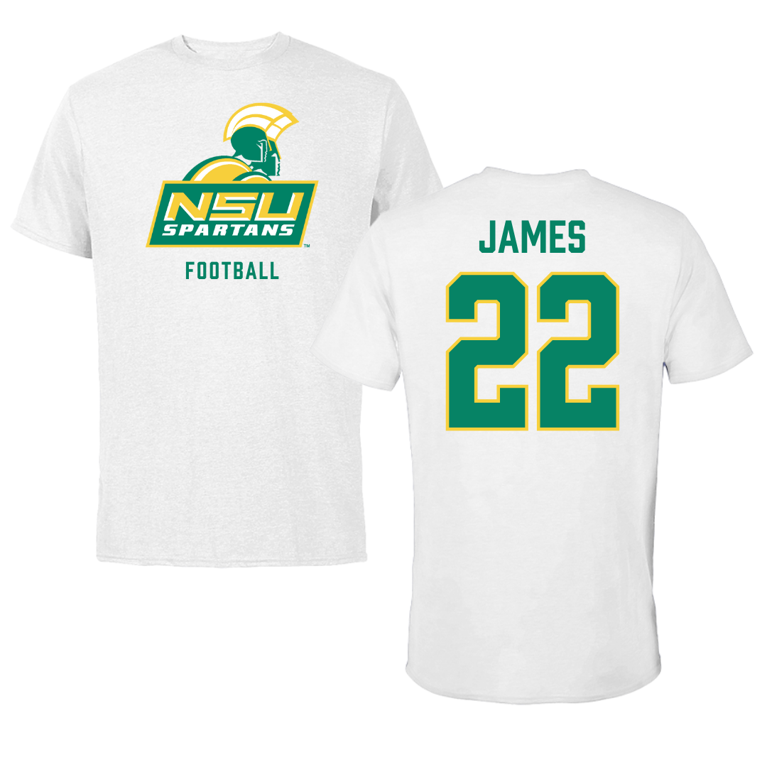 Norfolk State University Football White Performance Tee - #22 Andrew James
